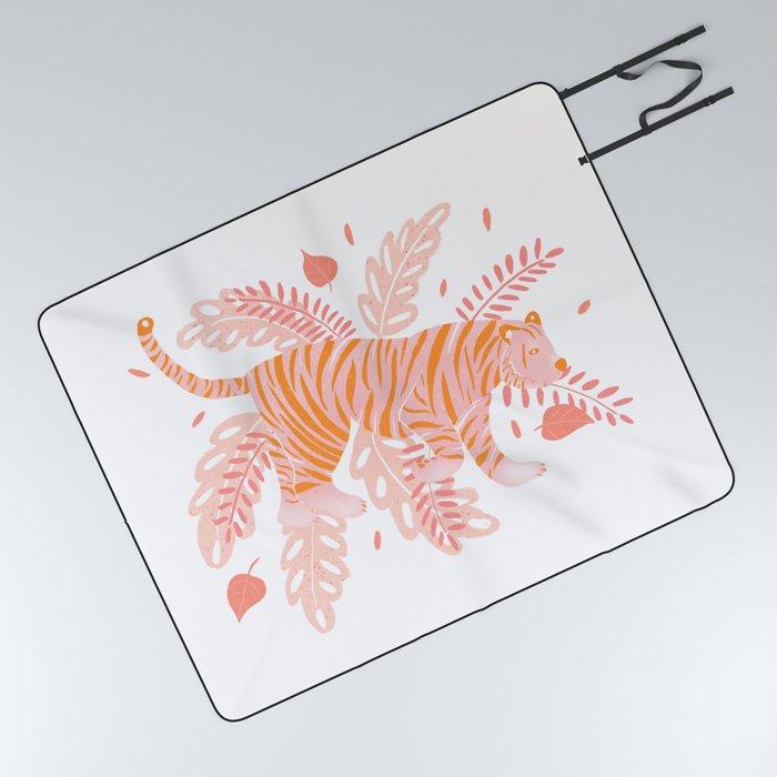 Orange and pink tiger Picnic Blanket