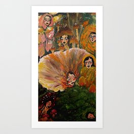 Autumn Mushroom Faeries Art Print