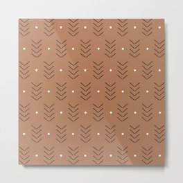 Arrow Lines Geometric Pattern 28 in Brown Beige Metal Print