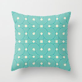 Teal & Cream Geometric Swirls Pattern Throw Pillow