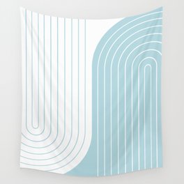 Two Tone Line Curvature XV - Sky Blue Wall Tapestry