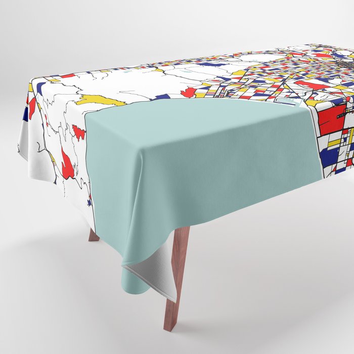 Los Angeles, California, USA City Map Mondrian Tablecloth by deMAP