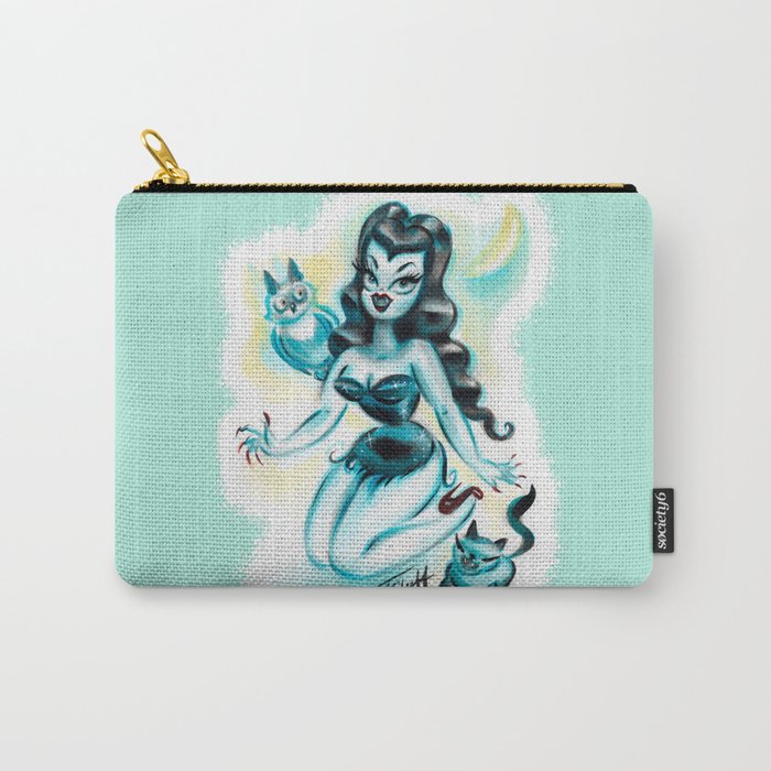Retro Vampire Pinup with Owl and Kitten Carry-All Pouch