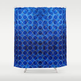 Blue Zellige Fusion: Modern Andalusian & Moroccan Art Shower Curtain