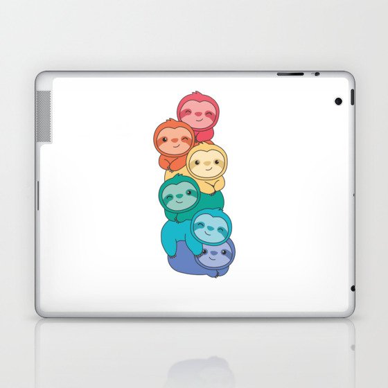 Rainbow Flag Gay Pride Lgbtq Sloth Cute Animals Laptop & iPad Skin