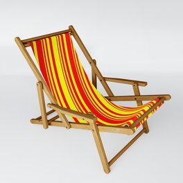 [ Thumbnail: Red and Yellow Colored Lined/Striped Pattern Sling Chair ]