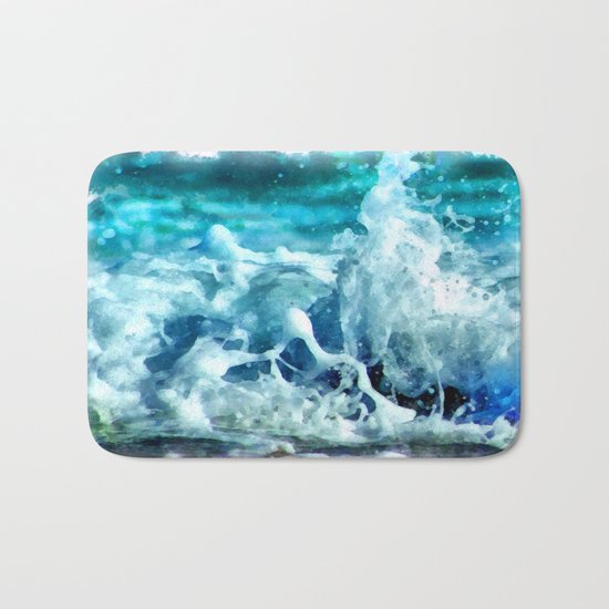 Sea Splash Watercolor Bath Mat