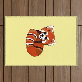 Red panda on yellow Outdoor Rug