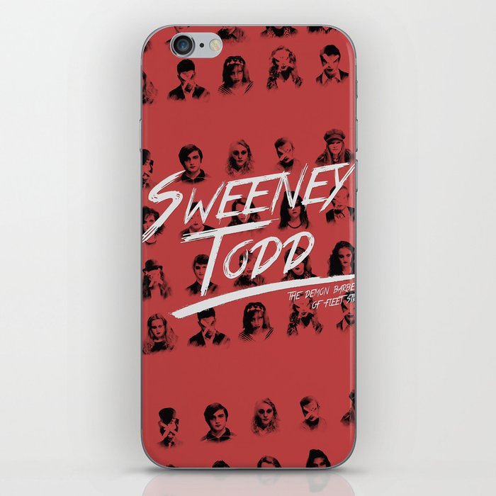sweeney todd - b&w/red version. iPhone Skin