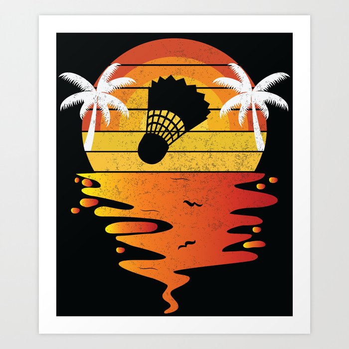 Badminton shirt retro sunset 70s vintage Badminton Art Print