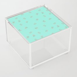 Branches With Red Berries Seamless Pattern on Mint Blue Background Acrylic Box
