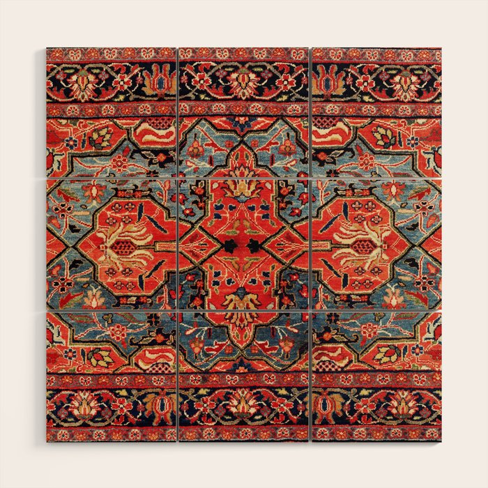 Kashan Poshti Central Persian Rug Print Wood Wall Art by Vicky Brago
