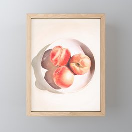 Fruit Still Life Watercolor Peaches Framed Mini Art Print