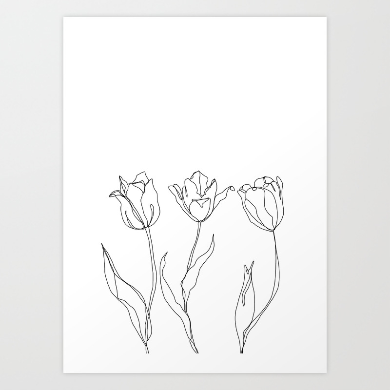 Botanical Illustration Line Drawing Three Tulips Art Print By Thecolourstudy Society6 Here presented 49+ simple tulip drawing images for free to download, print or share. botanical illustration line drawing three tulips art print by thecolourstudy