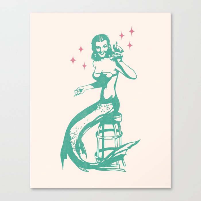 Vintage Mermaid Bar Canvas Print