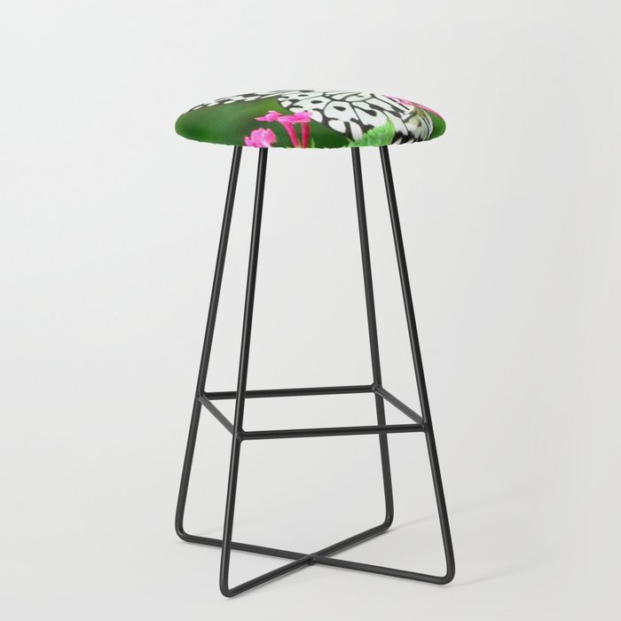 Butterfly and Pink Flowers Bar Stool