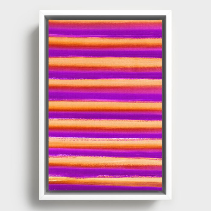Sunset Paint Brush Stripes Framed Canvas