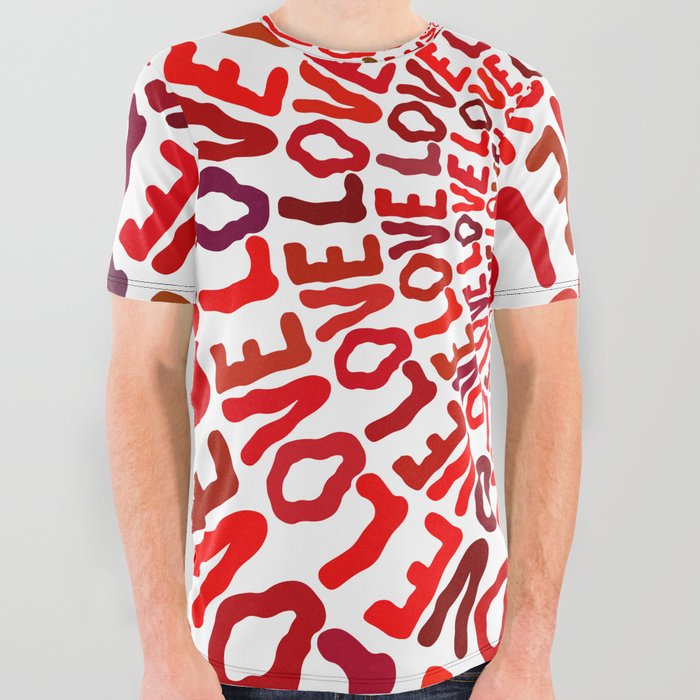 Red LOVE All Over Graphic Tee