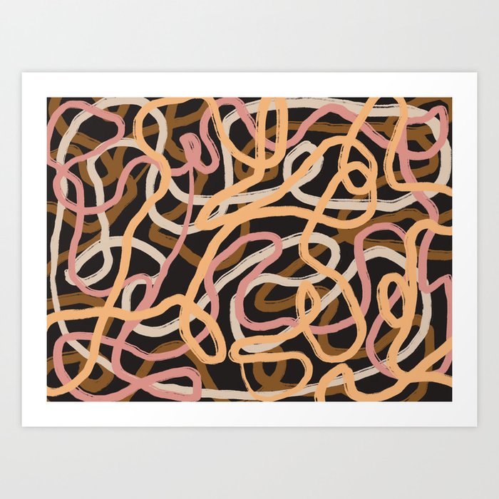 Line art abstract ribbon Art Print