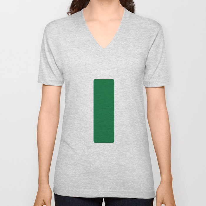I (Olive & White Letter) V Neck T Shirt