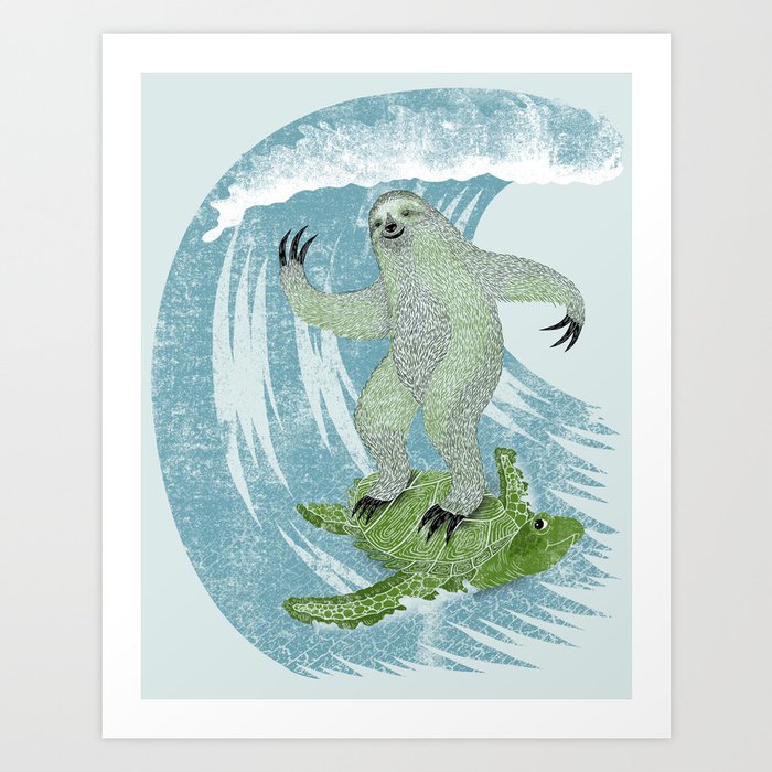 Surfin' Sloth Art Print