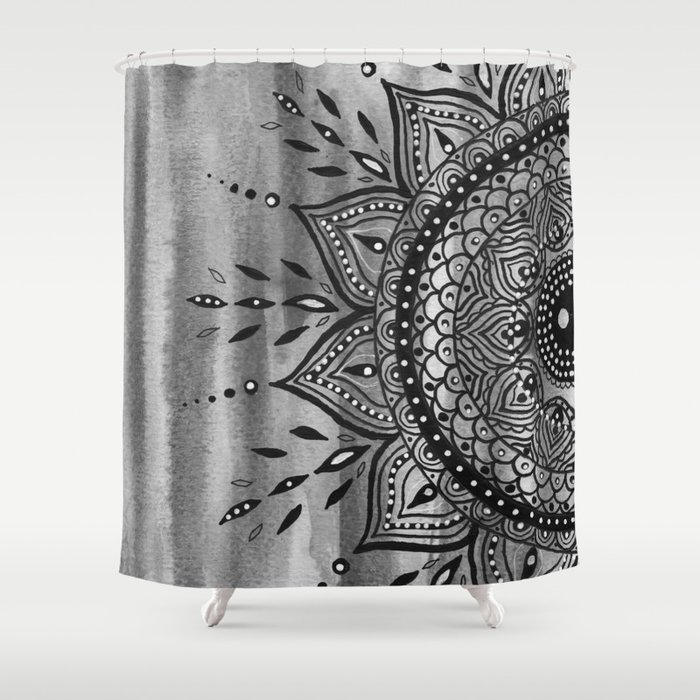 Kess InHouse Li Zamperini BW Black White Illustration 69 x 70 Shower Curtain