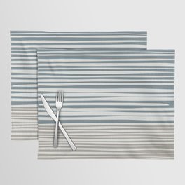 Natural Stripes Modern Minimalist Colour Block Pattern in Neutral Blue Grey and Taupe  Placemat