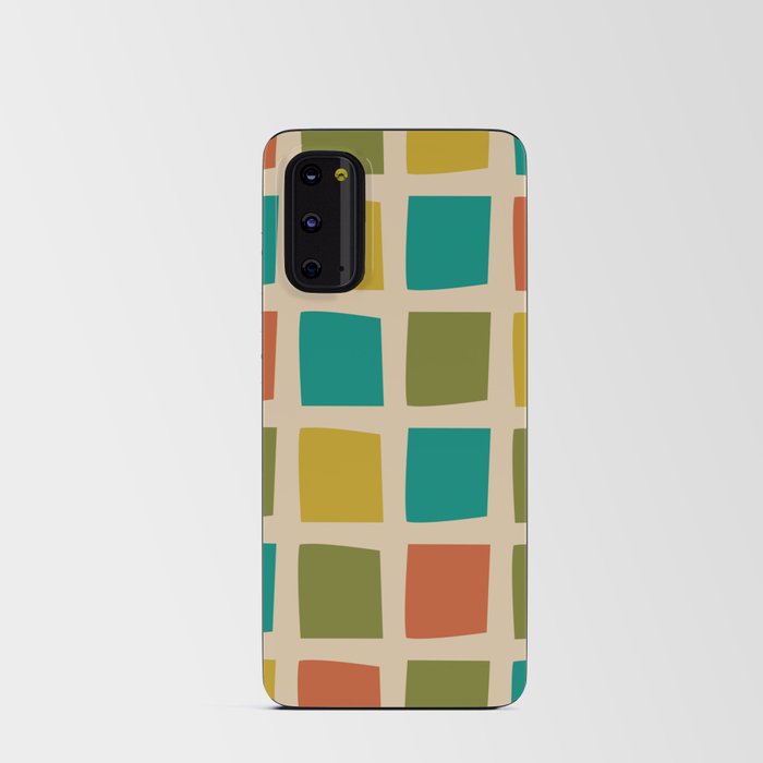 Midcentury Windows Geometric Check Pattern in Muted Mid Century Modern Colours  Android Card Case