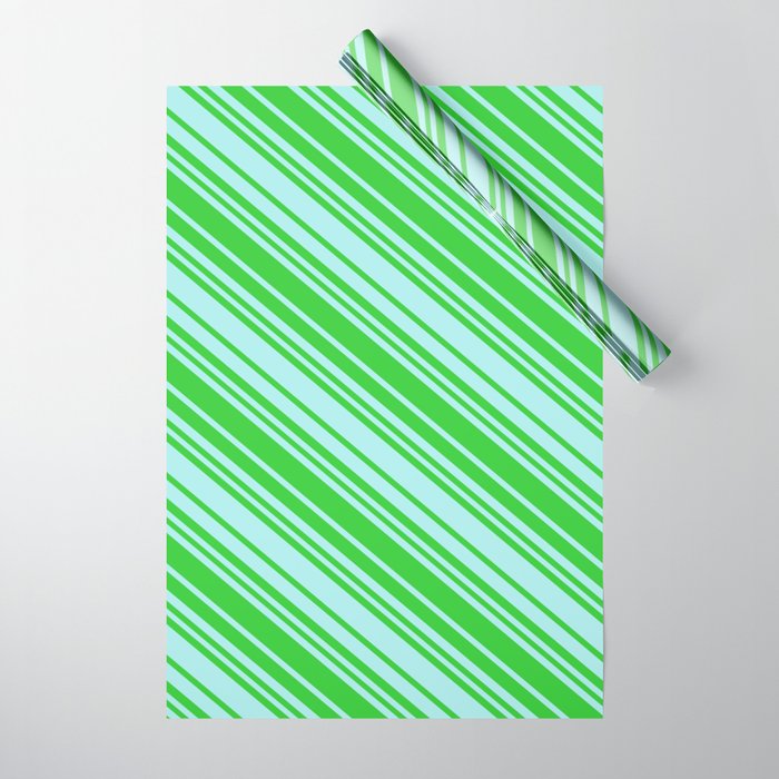 Turquoise & Lime Green Colored Pattern of Stripes Wrapping Paper