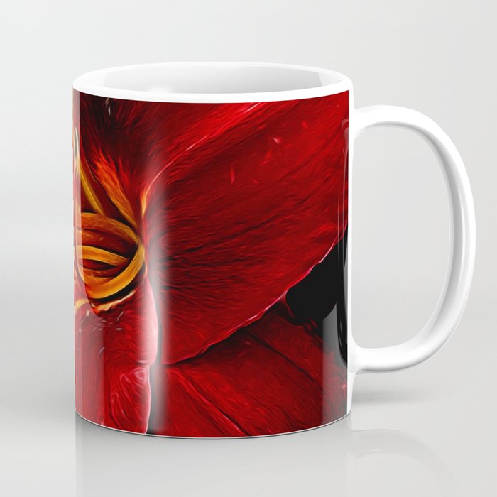 Red Lily On Black Coffee Mug