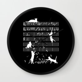 Cats Music Notes Gift Wall Clock