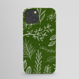 Emerald Forest Botanical Drawing iPhone Case