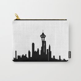 Seattle City Skyline in Black and white Carry-All Pouch
