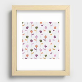 Boho Tulips || Floral Repeating Pattern Recessed Framed Print