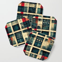 Urban Grunge Check - Industrial Pattern Coaster