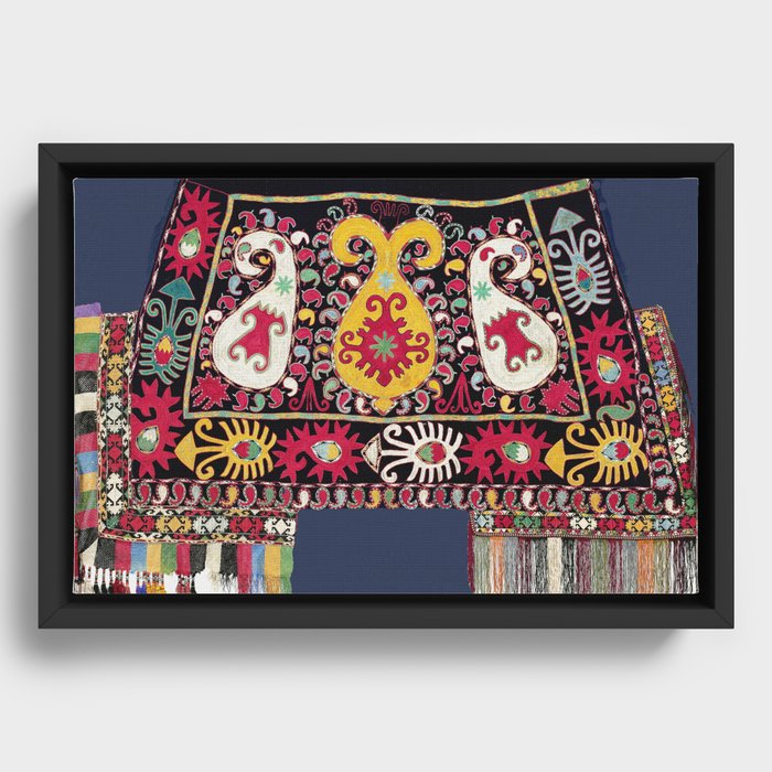 Lakai Tribal Nomad Antique Uzbekistan Horse Cover Print Framed Canvas