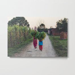 Indian women carrying grass Metal Print