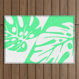 Palm Leaf (green + white) Outdoor Rug