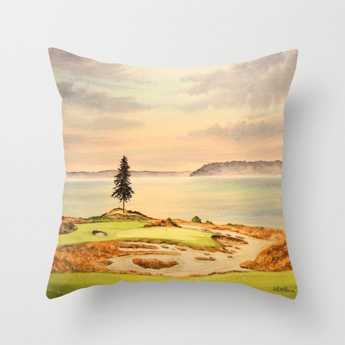 Chambers Bay Golf Course 15th Hole Throw Pillow