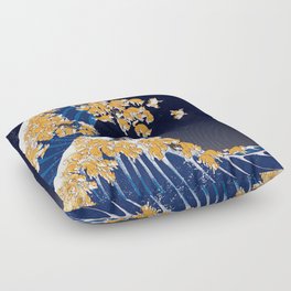 Shiba Inu The Great Wave in Night Floor Pillow