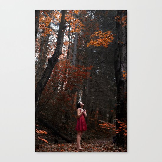 Girl in the red nature Canvas Print