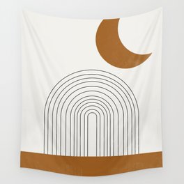 Moon by the city Wall Tapestry