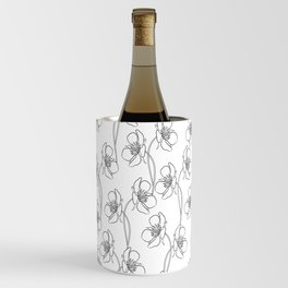 Strawberry flowers in seamless background. Black and white drawing. Wine Chiller
