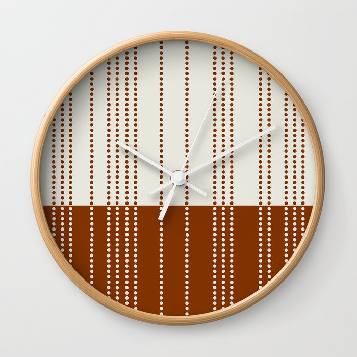 Ethnic Spotted Stripes, Ivory and Terracotta Wall Clock