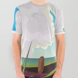 Cannon Beach, Oregon, travel poster. All Over Graphic Tee