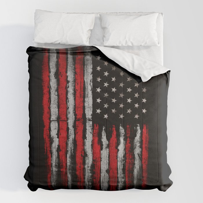 Red white Grunge American flag Comforter by Mydream Society6