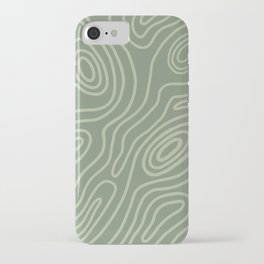 Sage Abstract Line Art Topography iPhone Case