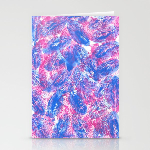 Pink & Blue Leaves  Stationery Cards