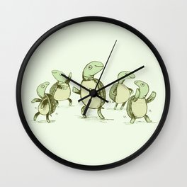 Dancing Turtles Wall Clock | Children, Music, Green, Tortoise, Terrapin, Teenage, Boogie, Mutant, Grooving, Funny 