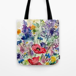 Spring Flowers Watercolour Tote Bag